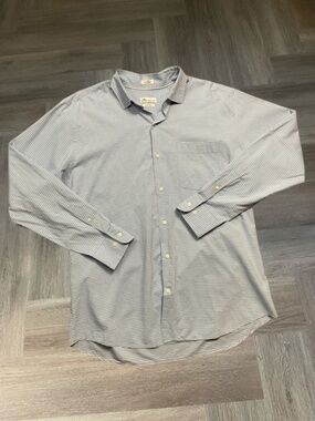 Peter‎ Millar Seaside Collection Silk Blend Stripe Shirt Mens Large Blue White